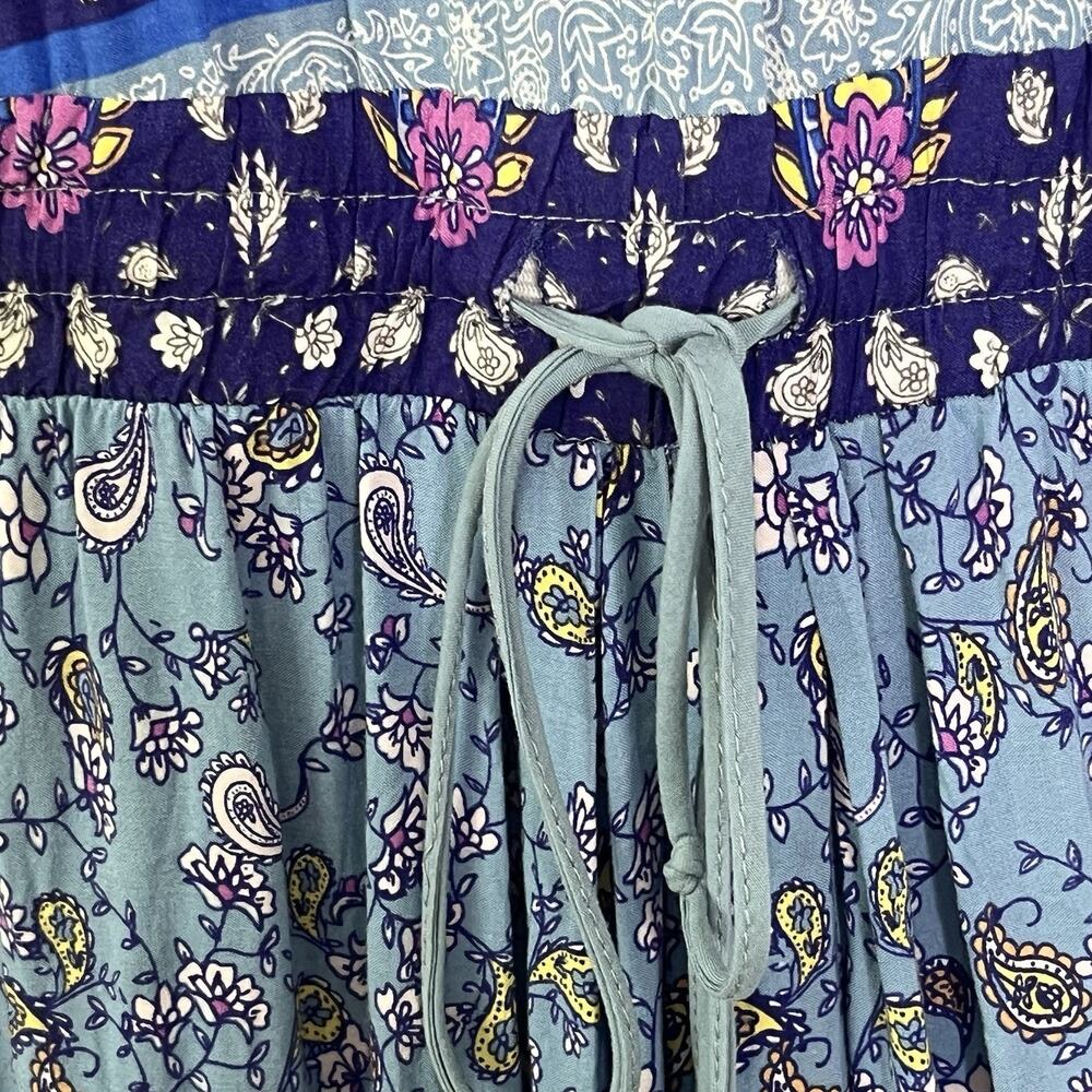 Jaase Jumpsuit Size M Wide Leg Blue Paisley Adjustable Straps Bohemian Festival - Picture 8 of 13